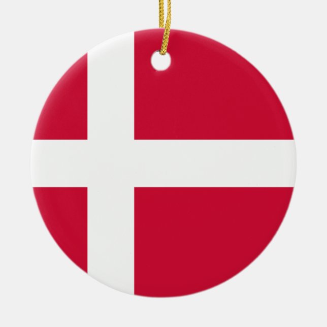 Danmark Flagga Julgransprydnad Keramik (Framsidan)