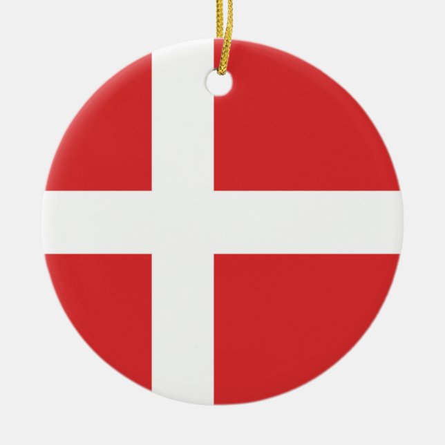 Danmark flagga julgransprydnad keramik (Framsidan)