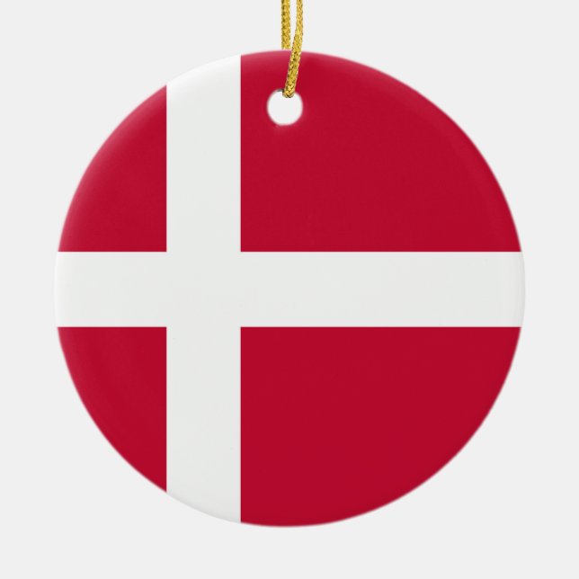 Danmark Flagga Julgransprydnad Keramik (Framsidan)