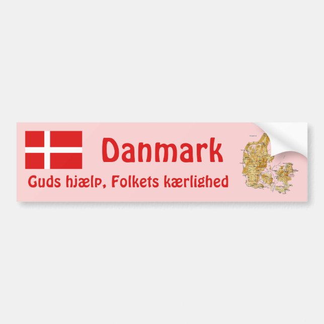 Danmark Flagga + Karta Bumper Sticker Bildekal (Framsidan)