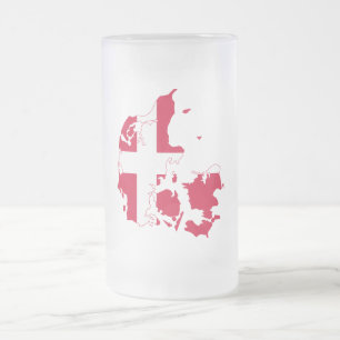 Danmark Flagga Karta Frostat Ölglas