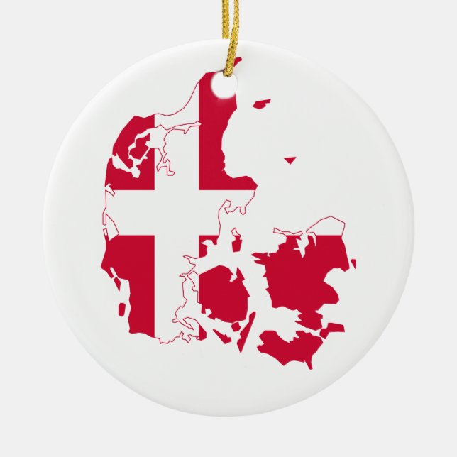 Danmark Flagga Karta Julgransprydnad Keramik (Framsidan)