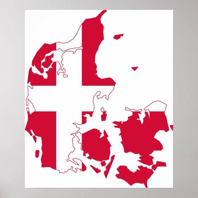 Danmark Flagga Karta Poster (Framsidan)