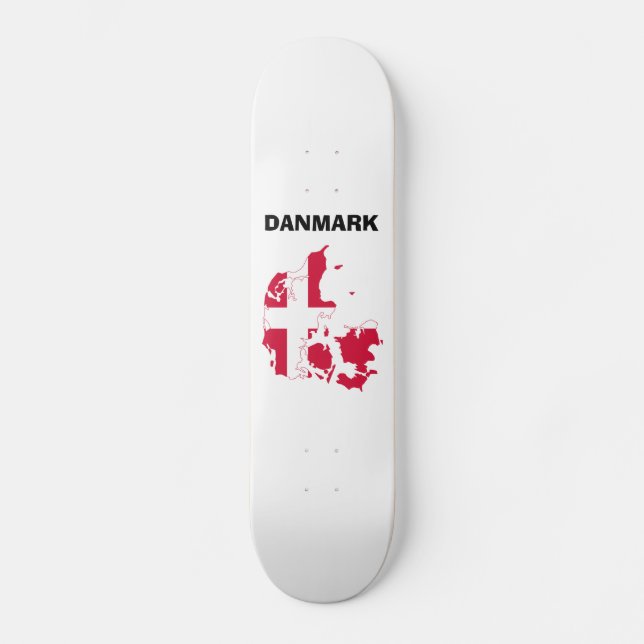 Danmark Flagga Karta Skateboard Bräda 20 Cm (Framsida)