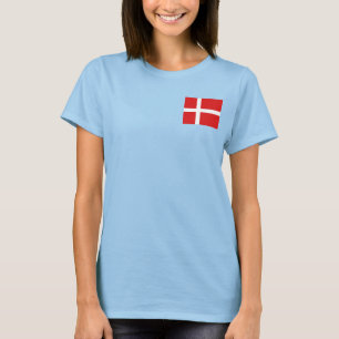 Danmark Flagga + Karta T-Shirt