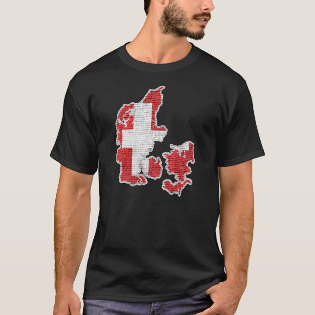 Danmark Flagga Karta Tee (Framsida)