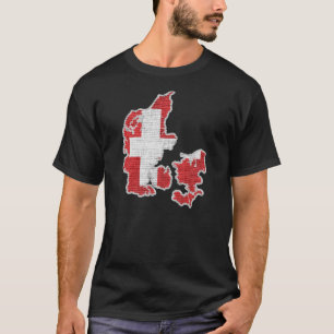 Danmark Flagga Karta Tee Shirt