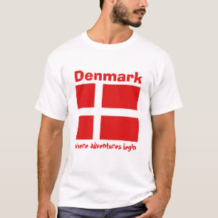 Danmark flagga + Karta + TextT-tröja T-shirt