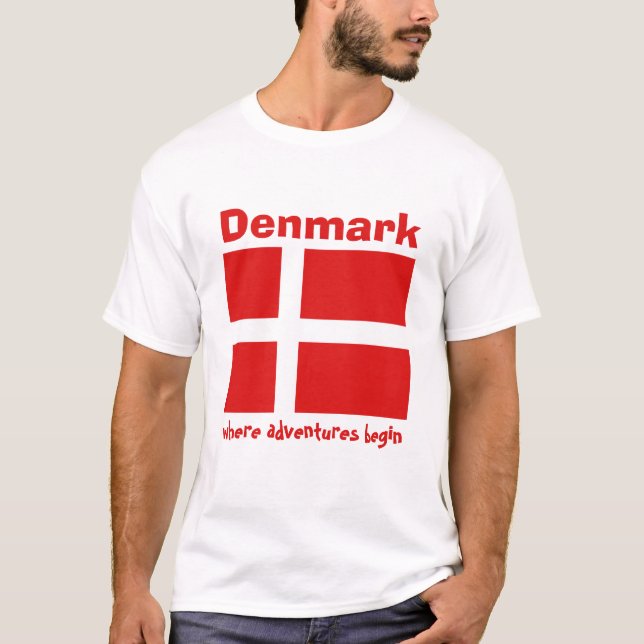 Danmark flagga + Karta + TextT-tröja T-shirt (Framsida)