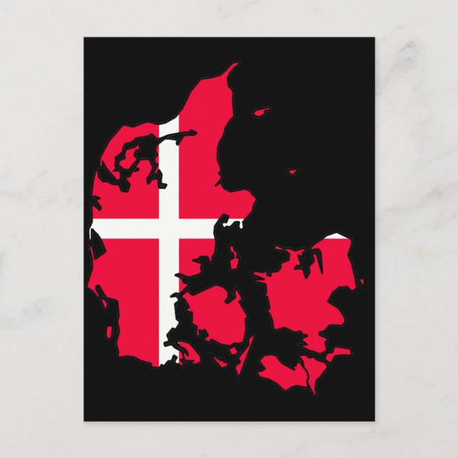 danmark flagga karta vykort (Framsida)