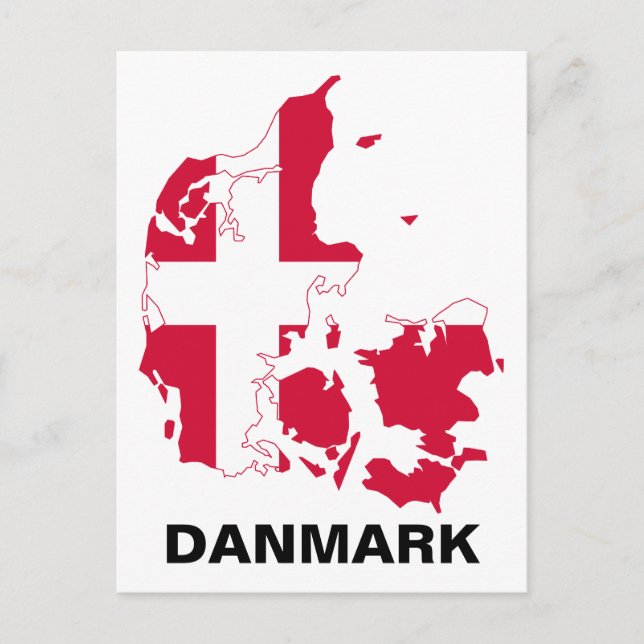 Danmark Flagga Karta Vykort (Framsida)