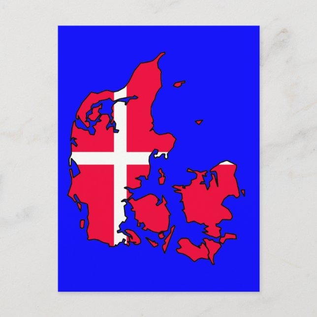 danmark flagga karta vykort (Framsida)