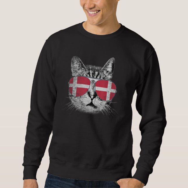 Danmark Flagga Land Roots Cat Pride Manar Kvinnor Lång Ärmad Tröja (Framsida)