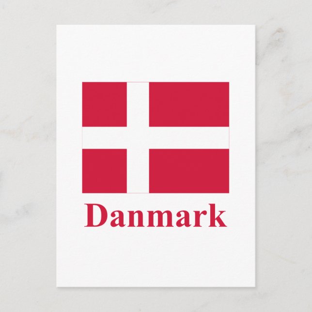 Danmark Flagga med Namn på danska Vykort (Framsida)