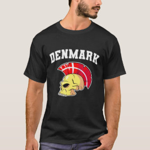 Danmark Flagga Mohawk Skull National Danmark Team  T Shirt
