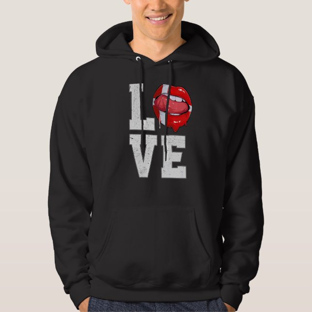 Danmark Flagga Ocer Fläkt Kärlek Dane Hoodie (Framsida)