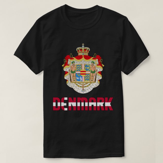 Danmark Flagga och Jacka av Arm Patriotic T Shirt (Design framsida)