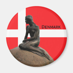 Danmark flagga och sjöjungfru magnet