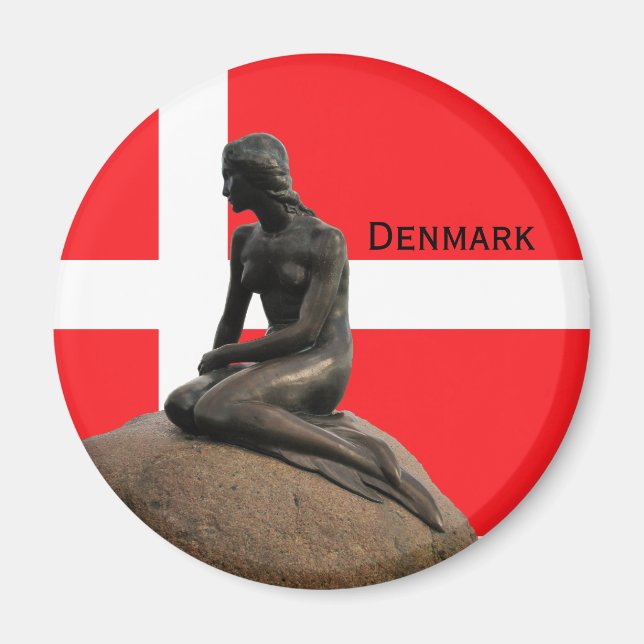 Danmark flagga och Sjöjungfru Magnet (Framsidan)