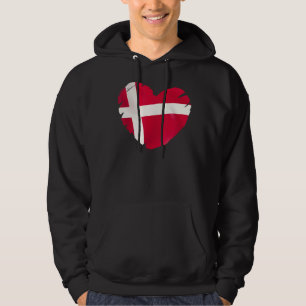 Danmark Flagga om form av hjärta Danmark Hoodie