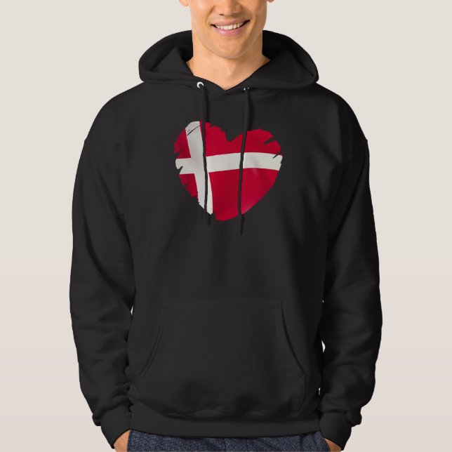Danmark Flagga om form av hjärta Danmark Hoodie (Framsida)