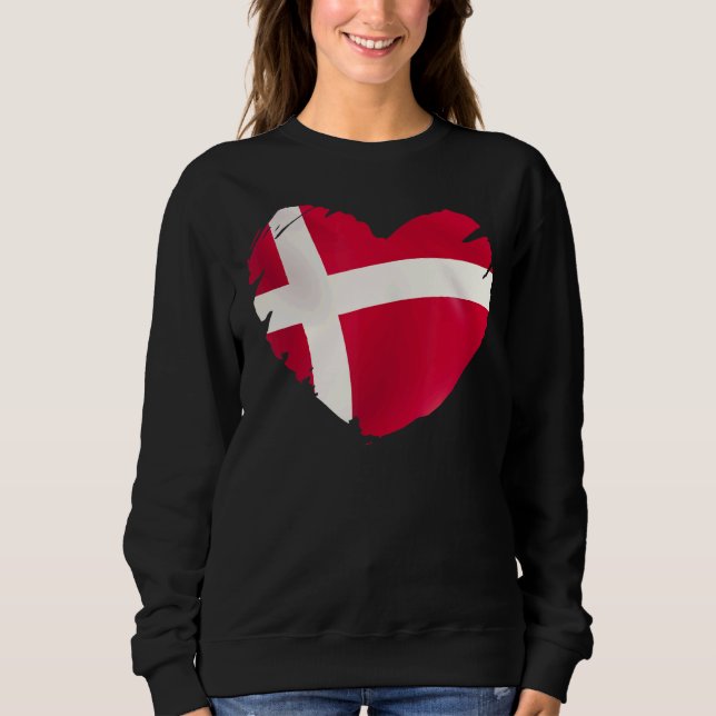 Danmark Flagga om form av hjärta Danmark T Shirt (Framsida)