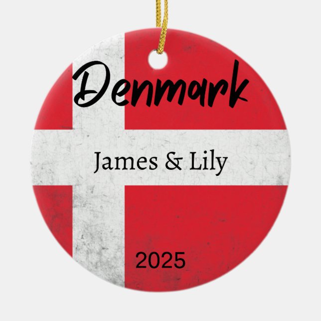Danmark Flagga Ornament, Personlig Danmark Julgransprydnad Keramik (Framsidan)