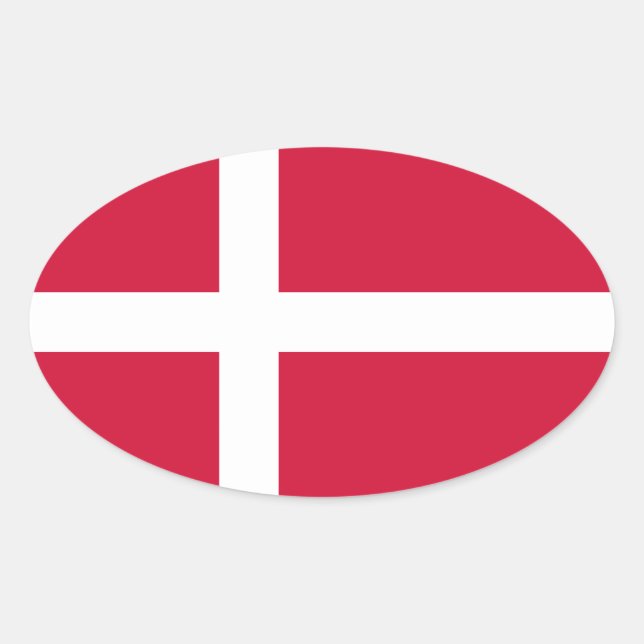 Danmark Flagga Oval Sticker Ovalt Klistermärke (Framsida)