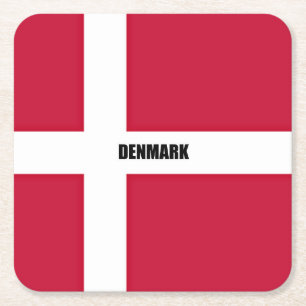 Danmark Flagga (rött och vitt) Underlägg Papper Kvadrat