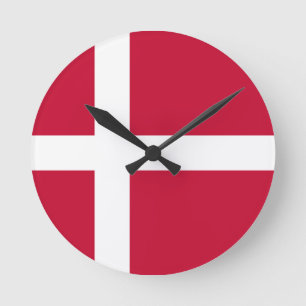 Danmark Flagga Rund Klocka