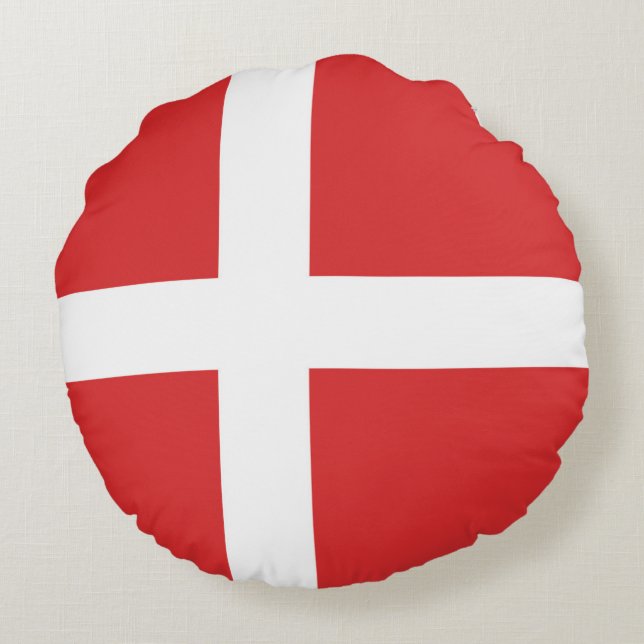 Danmark flagga rund kudde (Baksidan)