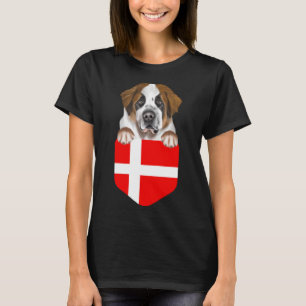 Danmark Flagga St Bernard Hund In Pocket T Shirt