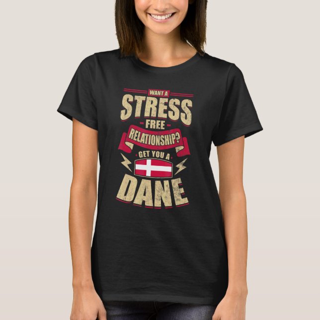 Danmark Flagga Stolta Danskar Män & Kvinnor T Shirt (Framsida)