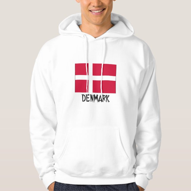 Danmark flagga sweatshirt med luva (Framsida)