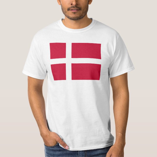 Danmark Flagga T Shirt (Framsida)