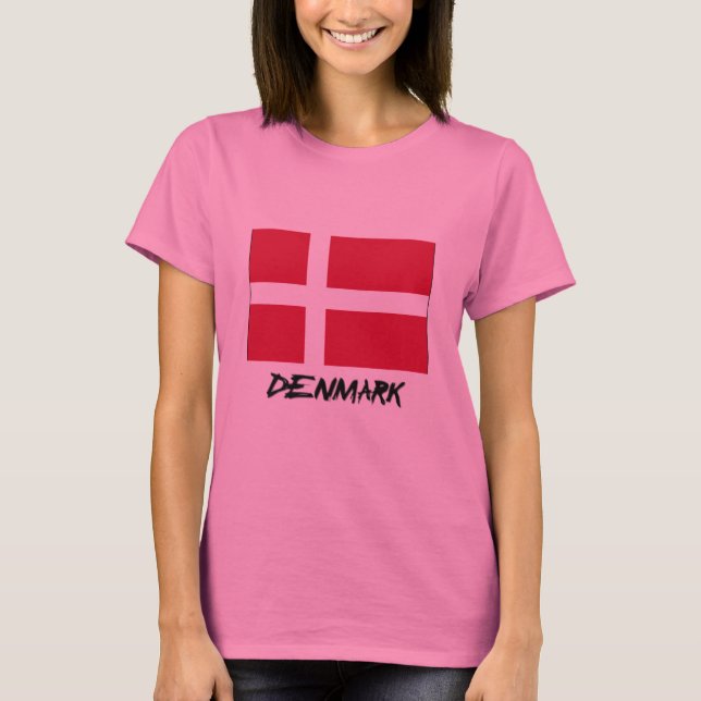 Danmark Flagga T Shirt (Framsida)