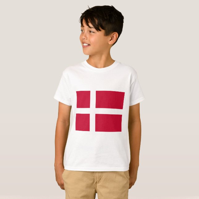 Danmark Flagga T Shirt (Hel framsida)