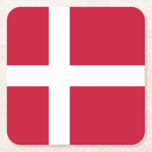 Danmark Flagga Underlägg Papper Kvadrat