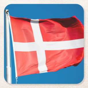 Danmark Flagga Underlägg Papper Kvadrat