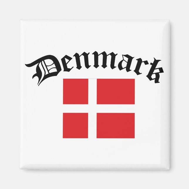 Danmark Flagga w/Inscription Magnet (Framsidan)