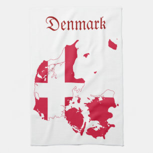 Danmark flaggakarta kökshandduk