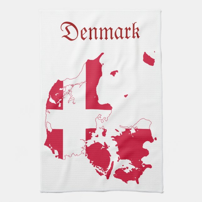 Danmark flaggakarta kökshandduk (Vertikal)