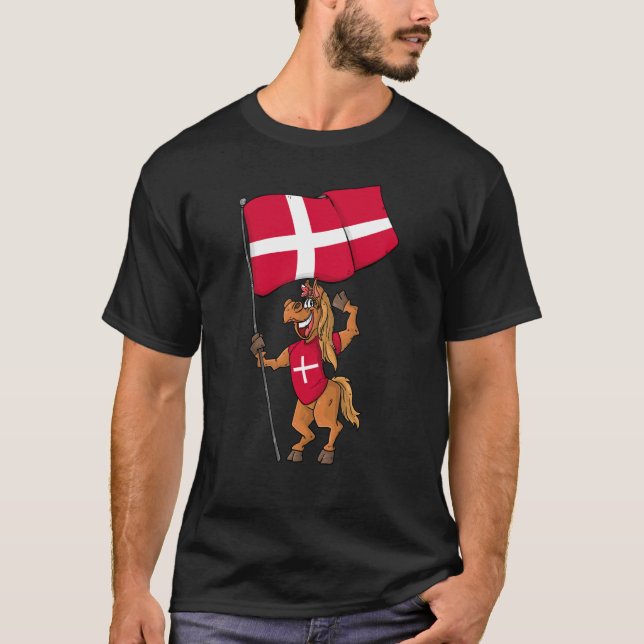 Danmark Fläkt Häst T Shirt (Framsida)