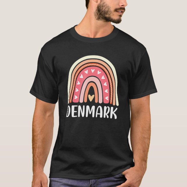 Danmark för kvinnor i regnbåge t shirt (Framsida)