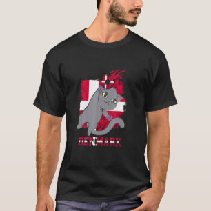 Danmark Fotboll Danskar Katt Danmarks Flagga Dansk T Shirt
