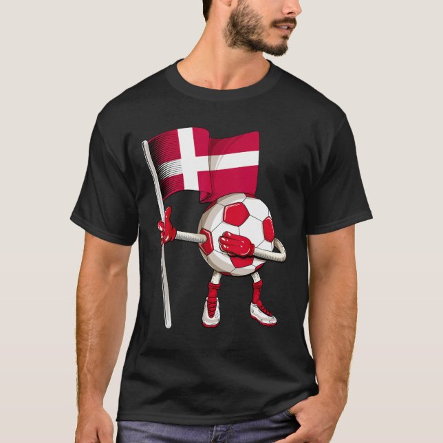Danmark Fotbollströja Danska Flaggan Fotboll Dab R T Shirt (Framsida)