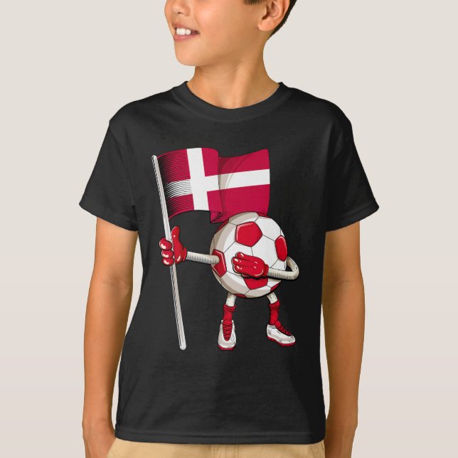 Danmark Fotbollströja Danska Flaggan Fotboll Dab R T Shirt (Framsida)