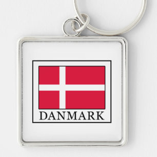 Danmark Fyrkantig Silverfärgad Nyckelring