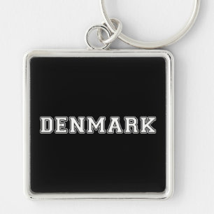 Danmark Fyrkantig Silverfärgad Nyckelring