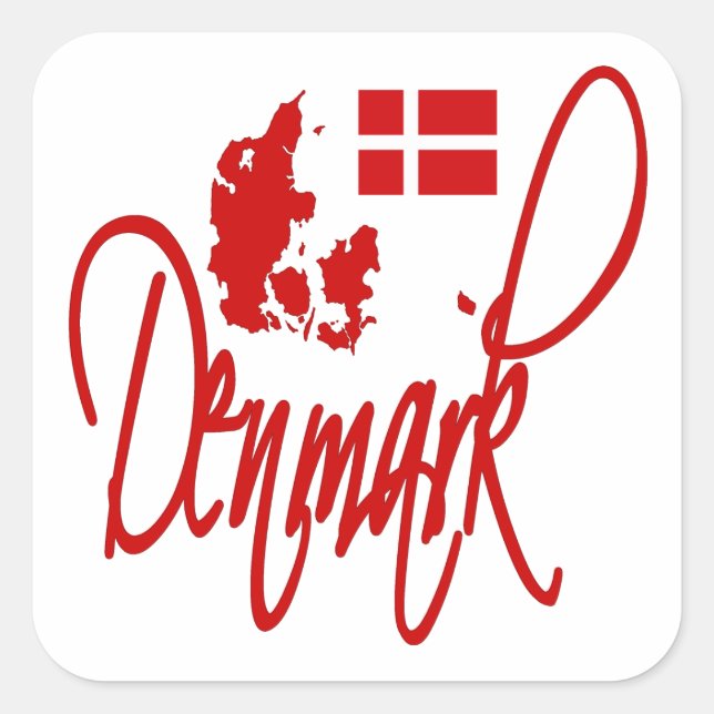Danmark Fyrkantigt Klistermärke (Framsida)